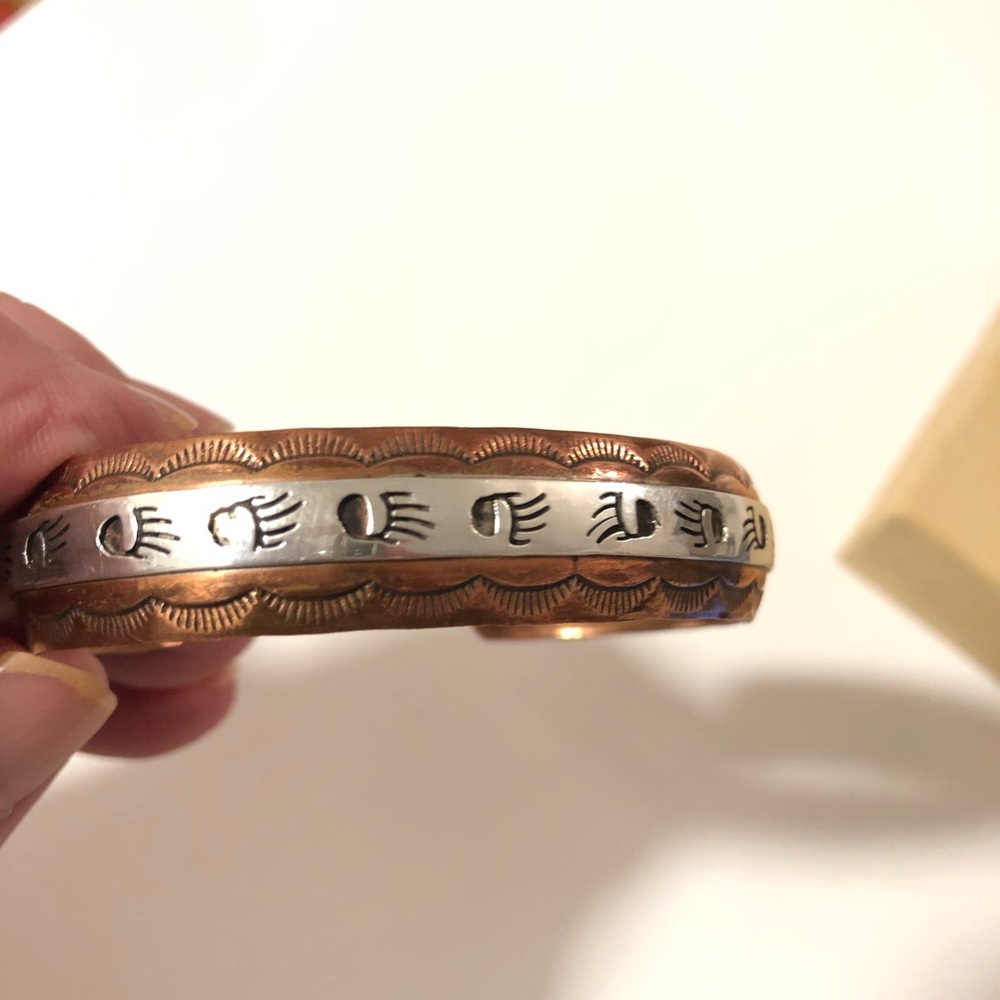 Vintage S.Skeets sterling silver & copper bracelet - Picture 8 of 16